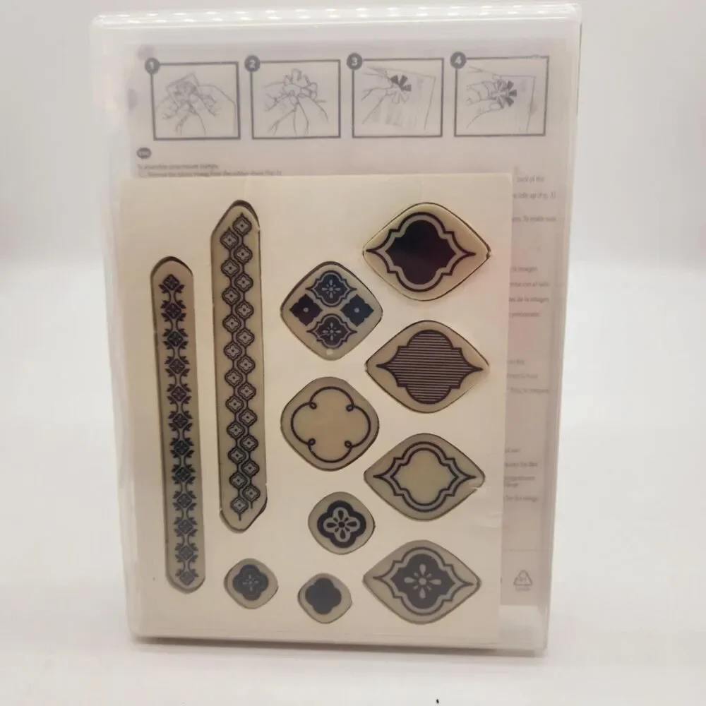 Stampin Up Mosaic Madness Cling Stamp Set Unmounted Background Borders for Cards